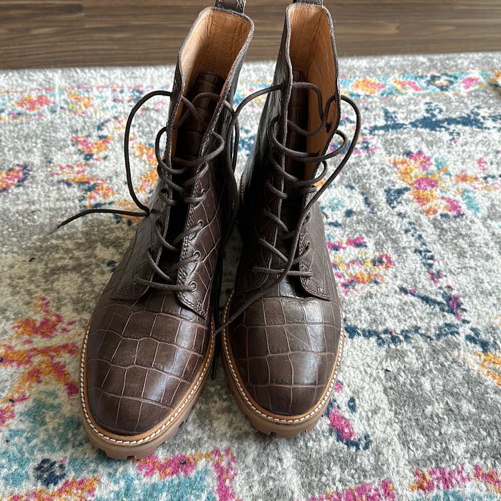 Madewell Brown Leather Lace Up Boots Size 8.5